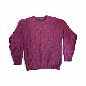 Vintage Knit Burgundy Cotton Nautical Comfy Y2K Oversized Sweater L